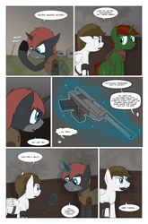 Size: 2024x3074 | Tagged: safe, artist:bruinsbrony216, oc, oc only, oc:iron sights, oc:patchwork, pegasus, pony, unicorn, comic:fallout equestria: grounded, fallout equestria, comic, horn