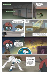 Size: 2024x3074 | Tagged: safe, artist:bruinsbrony216, oc, oc only, oc:iron sights, oc:patchwork, pegasus, pony, unicorn, comic:fallout equestria: grounded, fallout equestria, comic, crying, horn