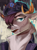 Size: 1560x2100 | Tagged: safe, artist:egil, oc, oc only, oc:dannya shah, deer, equestria at war mod, bust, cap, clothes, hat, horns, portrait, solo