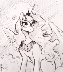 Size: 1640x1883 | Tagged: safe, artist:sparkling_light, princess luna, alicorn, pony, female, horn, mare, solo, traditional art