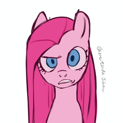 Size: 4096x4096 | Tagged: safe, artist:metaruscarlet, pinkie pie, earth pony, pony, looking at you, pinkamena diane pie, simple background, solo, white background
