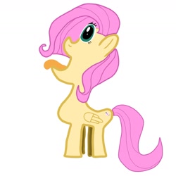 Size: 1460x1460 | Tagged: safe, artist:anythingpony, fluttershy, pegasus, pony, g4, newbie artist training grounds, open mouth, side view, simple background, solo, tongue out, white background