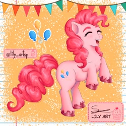 Size: 1580x1580 | Tagged: safe, artist:liliart1211, pinkie pie, earth pony, pony, g4, adorable face, cute, digital art, digital painting, fanart, happy, smiling