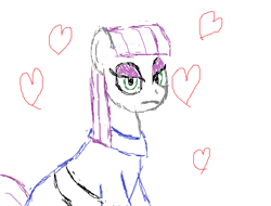 Size: 2096x1596 | Tagged: safe, artist:mightyshockwave, maud pie, g4, clothes, eyeshadow, heart, looking at you, makeup, ms paint