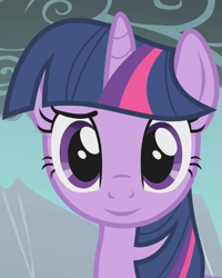 Size: 575x720 | Tagged: safe, edit, edited screencap, editor:twilyisbestpone, screencap, twilight sparkle, pony, unicorn, dragonshy, g4, season 1, cropped, cute, female, horn, inverted mouth, looking at you, mare, smiling, smiling at you, solo, twiabetes, unicorn twilight