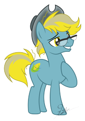 Size: 7469x10582 | Tagged: safe, artist:kaitykat117, oc, oc only, oc:husk breeze(kaitykat), base used, cowboy hat, glasses, hat, hoof on chest, short tail, simple background, smiling, solo, tail, transparent background, vector