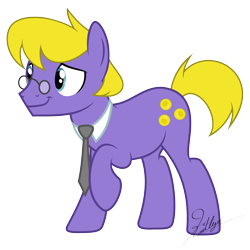 Size: 6000x6000 | Tagged: safe, artist:kaitykat117, oc, oc:kernel bit(kaitykat), base used, collar, glasses, necktie, raised hoof, short tail, simple background, smiling, tail, transparent background, vector