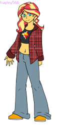 Size: 1437x2990 | Tagged: safe, artist:hayley566, sunset shimmer, equestria girls, g4, '90s, grunge, simple background, smiling, solo, transparent background