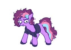 Size: 854x609 | Tagged: safe, artist:sekuponi, oc, oc only, earth pony, pony, clothes, ear fluff, female, mare, shirt, simple background, solo, t-shirt, unshorn fetlocks, white background
