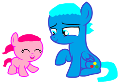 Size: 2692x1876 | Tagged: safe, artist:memeartboi, earth pony, pegasus, pony, anais watterson, brother and sister, candy, colt, duo, duo male and female, family, female, filly, foal, food, gumball, gumball watterson, happy, male, ponified, sibling, sibling bonding, sibling love, siblings, simple background, sister, smiling, the amazing world of gumball, white background