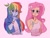 Size: 2048x1536 | Tagged: safe, artist:dreamz, fluttershy, rainbow dash, equestria girls, g4, bracelet, choker, clothes, duo, duo female, female, finger on lips, jewelry, looksmaxxing, mewing, pink background, shirt, simple background, t-shirt, tank top, wristband