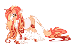 Size: 4800x3200 | Tagged: safe, artist:gigason, oc, oc only, oc:luidia, classical unicorn, pony, unicorn, chest fluff, cloven hooves, coat markings, colored hooves, colored horn, colored pinnae, facial markings, female, golden eyes, gradient mane, gradient tail, hoof polish, horn, leonine tail, long mane, mare, mealy mouth (coat marking), offspring, parent:oc:whispering wave, parent:sunburst, parents:canon x oc, raised hoof, shiny hooves, shiny horn, simple background, snip (coat marking), socks (coat markings), solo, standing, star (coat marking), striped horn, striped tail, stripes, tail, transparent background, unicorn oc, unshorn fetlocks, yellow eyes
