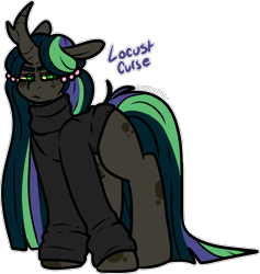Size: 1569x1653 | Tagged: safe, artist:sexygoatgod, oc, oc only, oc:locust curse, changepony, hybrid, pony, adoptable, interspecies offspring, offspring, parent:moondancer, parent:queen chrysalis, parents:moonalis, simple background, solo, transparent background