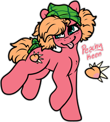 Size: 1524x1680 | Tagged: safe, artist:sexygoatgod, oc, oc only, oc:peachy keen, earth pony, pony, adoptable, magical lesbian spawn, offspring, parent:applejack, parent:pinkie pie, parents:applepie, simple background, solo, transparent background