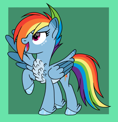 Size: 2157x2236 | Tagged: safe, artist:teal-quil, rainbow dash, pony, alternate design, colored wings, solo, two toned wings, wings