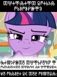 Size: 402x540 | Tagged: safe, edit, edited screencap, screencap, pumpkin cake, twilight sparkle, alicorn, pony, g4, the one where pinkie pie knows, baby, baby pony, glagolitic, interslavic, inverted mouth, meme, solo focus, translation, twilight sparkle (alicorn)