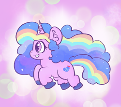 Size: 1535x1360 | Tagged: safe, artist:limitmj, izzy moonbow, pony, unicorn, g5, my little pony: tell your tale, the blockywockys, horn, multicolored hair, rainbow hair, side view, smiling, solo