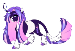 Size: 4700x3200 | Tagged: safe, artist:gigason, oc, oc only, oc:candle spirit, pony, unicorn, body markings, clothes, cloven hooves, coat markings, colored hooves, colored pinnae, curved horn, facial markings, female, gradient mane, gradient tail, hoof polish, horn, leonine tail, magical lesbian spawn, mare, offspring, one eye closed, pale belly, parent:oc:lotus logi, parent:twilight sparkle, parents:canon x oc, raised hoof, shiny hooves, simple background, snip (coat marking), socks, solo, star (coat marking), striped horn, tail, transparent background, unicorn oc
