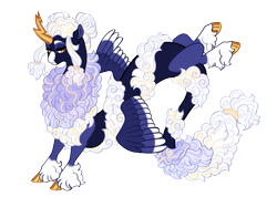 Size: 4500x3200 | Tagged: safe, artist:gigason, oc, oc only, oc:stratus, draconequus, hybrid, coat markings, colored hooves, colored pinnae, colored wings, colored wingtips, draconequus oc, facial markings, gold hooves, golden eyes, golden horn, gradient mane, gradient tail, hair bun, hoof polish, hooves, lidded eyes, lightning horn, magical threesome spawn, multicolored wings, neck fluff, nonbinary, obtrusive watermark, offspring, parent:discord, parent:oc:carmine, parent:oc:voltage, ruff, shaped horn, shiny hooves, simple background, snip (coat marking), socks (coat markings), solo, space buns, spread wings, tail, transparent background, twisted body, watermark, wings, yellow eyes