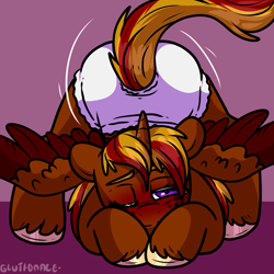 Size: 2000x2000 | Tagged: safe, artist:sexygoatgod, oc, oc only, alicorn, pony, adult foal, blushing, butt shake, diaper, diaper fetish, face down ass up, female, fetish, jack-o challenge, meme, non-baby in diaper, one eye closed, solo, tail, tail wag, unshorn fetlocks