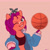 Size: 2480x2480 | Tagged: safe, artist:starburstuwu, sunny starscout, earth pony, pony, g5, bandaid, bandaid on nose, basketball, looking at you, one eye closed, pink background, simple background, solo, sports, wink, winking at you