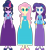 Size: 3237x3539 | Tagged: safe, artist:cartoonmasterv3, fluttershy, rarity, sci-twi, twilight sparkle, human, equestria girls, g4, clothes, dress, hypno eyes, hypnosis, hypnotized, long dress, long skirt, skirt, trio