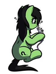 Size: 462x617 | Tagged: safe, artist:neuro, oc, oc only, oc:filly anon, earth pony, opossum, pony, female, filly, foal, holding, hoof hold, looking at each other, looking at someone, question mark, simple background, sitting, solo, transparent background
