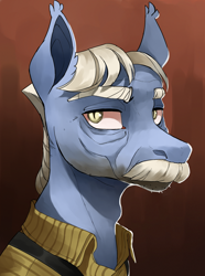 Size: 2340x3150 | Tagged: safe, artist:egil, oc, oc only, oc:dusk wane, pony, equestria at war mod, bust, clothes, facial hair, moustache, portrait, solo