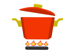 Size: 675x480 | Tagged: safe, artist:dropofthehatstudios, oc, oc:rump roast, burner, cooking, cutie mark, fire, pot, simple background, transparent background