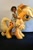 Size: 533x800 | Tagged: safe, artist:karasunezumi, applejack, earth pony, human, pony, g4, barely pony related, child, curly hair, female, freckles, happy, hat, humans riding ponies, irl, looking at you, photo, pinterest, riding, riding a pony, rubber band, sitting, smiling, smiling at you, soft toy, solo, standing, unnamed human