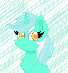 Size: 1627x1720 | Tagged: safe, artist:cinematic-fawn, lyra heartstrings, pony, unicorn, g4, abstract background, bust, cheek fluff, chest fluff, colored pupils, cute, ear fluff, female, horn, looking at you, lyrabetes, mare, portrait, sitting, smiling, solo