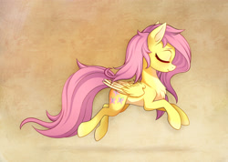 Size: 4000x2850 | Tagged: safe, artist:zetamad, fluttershy, pegasus, pony, g4, atg 2020, chest fluff, concave belly, cute, eyes closed, female, folded wings, high res, mare, newbie artist training grounds, pale belly, pretty, profile, shyabetes, side view, smiling, solo, tail, wings