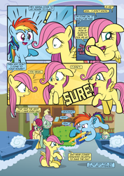 Size: 1920x2715 | Tagged: safe, artist:alexdti, fluttershy, gentle breeze, posey shy, rainbow dash, zephyr breeze, pegasus, pony, comic:how we met, g4, 4 panel comic, colt, comic, dialogue, duo focus, female, filly, filly fluttershy, filly rainbow dash, foal, group, heart, male, mare, play date, playing, quintet, stallion, younger
