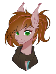 Size: 1991x2626 | Tagged: safe, artist:ruru_01, oc, oc only, pegasus, pony, clothes, ear fluff, eye clipping through hair, eyebrows, eyebrows visible through hair, green eyes, looking at you, simple background, smiling, smiling at you, solo, white background