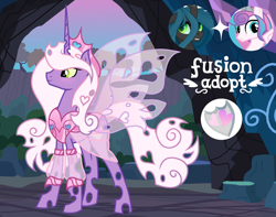 Size: 1280x1011 | Tagged: safe, artist:vi45, princess flurry heart, queen chrysalis, oc, changepony, hybrid, fusion, fusion:princess flurry heart, fusion:queen chrysalis, older