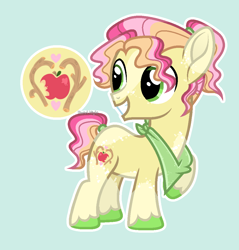Size: 992x1039 | Tagged: safe, artist:pastelnightyt, oc, oc only, oc:apple orchard, earth pony, pony, colt, foal, green background, male, offspring, parent:braeburn, parent:marble pie, parents:braeble, simple background, solo