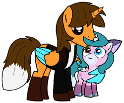 Size: 542x448 | Tagged: safe, artist:jemimasparkle, oc, oc only, oc:dixie sparkle, oc:ej, alicorn, g4, duo, duo male and female, female, foal, male, simple background, transparent background