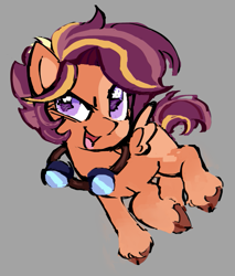 Size: 547x641 | Tagged: safe, artist:krabling, part of a set, scootaloo, pegasus, pony, g4, alternate design, alternate hairstyle, alternate mane color, alternate tail color, brown hooves, cloven hooves, coat markings, colored hooves, colored pinnae, colored wings, colored wingtips, eyelashes, facial markings, female, filly, foal, goggles, gray background, looking up, multicolored mane, multicolored tail, narrowed eyes, open mouth, open smile, orange coat, purple eyes, purple mane, purple tail, raised hooves, redesign, shiny eyes, short mane, short tail, simple background, small wings, smiling, socks (coat markings), solo, spread wings, tail, tongue out, two toned wings, unshorn fetlocks, wingding eyes, wings