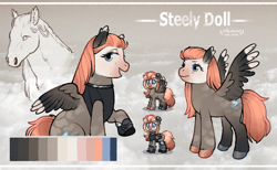 Size: 1293x794 | Tagged: safe, artist:jollyjersey, oc, oc only, pegasus, pony, ashes town, fallout equestria, pegasus oc, reference sheet, solo