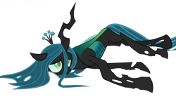 Size: 1920x1080 | Tagged: safe, derpibooru exclusive, queen chrysalis, changeling, about to cry, canon, concave belly, defeated, lanky, long legs, lying down, narrowed eyes, on side, sad, simple background, skinny, snow, solo, tall, thin, transparent background, vector