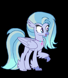 Size: 1637x1873 | Tagged: safe, artist:galaxynightsparkle, oc, oc only, oc:feather tail, hippogriffon, hybrid, g4, base used, black background, female, interspecies offspring, offspring, parent:gallus, parent:silverstream, parents:gallstream, simple background, solo