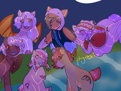 Size: 4000x3000 | Tagged: safe, artist:phyrexia, oc, oc only, oc:carrot (friendlyfloaty), earth pony, pony, ambiguous gender, artfight, female, group, night