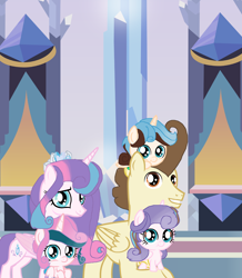 Size: 3736x4280 | Tagged: safe, artist:galaxynightsparkle, pound cake, princess flurry heart, oc, oc:crystal heart, oc:garion heart, oc:swirl heart, alicorn, pegasus, pony, g4, baby, baby pony, base used, brother and sister, colt, crystal castle, father and child, father and daughter, father and son, female, filly, foal, husband and wife, male, mare, mother and child, mother and daughter, mother and son, offspring, older, older flurry heart, older pound cake, parent:pound cake, parent:princess flurry heart, parents:poundflurry, ship:poundflurry, shipping, siblings, stallion, straight, triplets