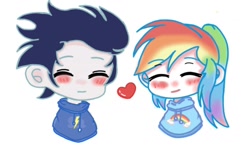 Size: 1024x612 | Tagged: safe, artist:yangguang55860, rainbow dash, soarin', human, equestria girls, g4, duo, duo male and female, eyes closed, female, heart, humanized, male, ship:soarindash, shipping, simple background, smiling, straight, white background