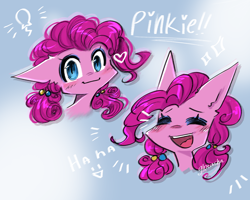 Size: 2500x2000 | Tagged: safe, artist:glotasha, pinkie pie, earth pony, pony, g4, blushing, cute, eyes closed, eyes open, happy, heart, open mouth, shy, smiling, solo