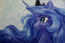Size: 4000x2632 | Tagged: safe, artist:jsunlight, princess luna, alicorn, pony, solo, traditional art, watercolor painting