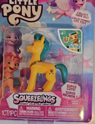 Size: 706x926 | Tagged: safe, hitch trailblazer, izzy moonbow, pipp petals, sunny starscout, g5, official, blister package, cutie mark, ebay, logo, looking at you, merchandise, my little pony logo, pack, package, photo, smiling, smiling at you, squeezelings, toy