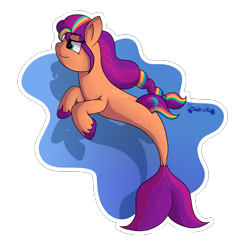 Size: 6166x6390 | Tagged: safe, artist:tenderrain-art, sunny starscout, merpony, g5, solo, species swap