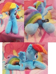Size: 874x1153 | Tagged: safe, artist:furrysale, rainbow dash, pegasus, pony, g4, butt, commission, female, irl, lying down, mare, photo, plot, plushie, prone, rainbutt dash, solo, your character here