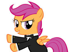 Size: 1600x1180 | Tagged: safe, artist:orschmann, scootaloo, pegasus, pony, g4, clothes, female, filly, foal, simple background, solo, solo female, transparent background, tuxedo, vector